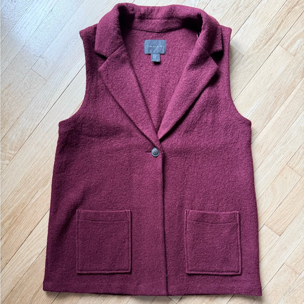 🍂CLEAROUT Tahari Burgundy Vest - Picture 2 of 10